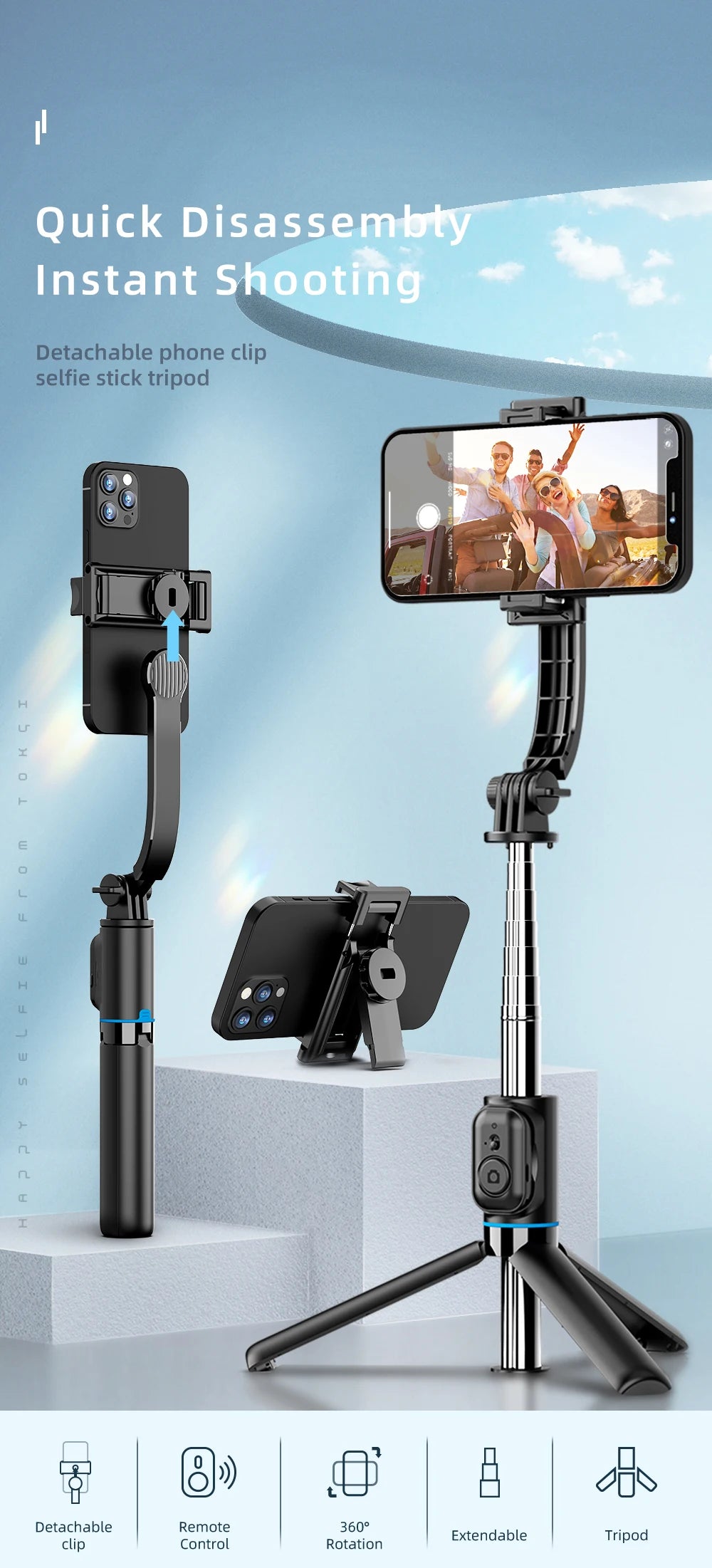 Telescopic Selfie Stick Tripod Monopod Stand
